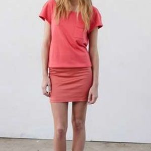 thakoon addition orange leather paneled dress
